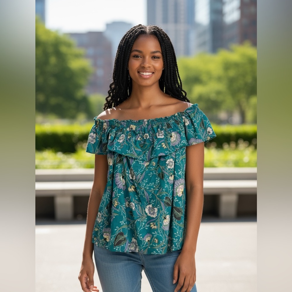 LOFT Teal and Lavender Floral Blouse, Cottagecore, Coquettegirl